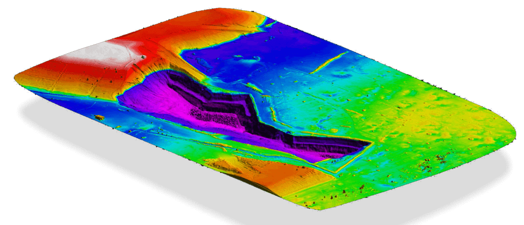 Digital 3D terrain model captured using PPK precision aerial mapping drone