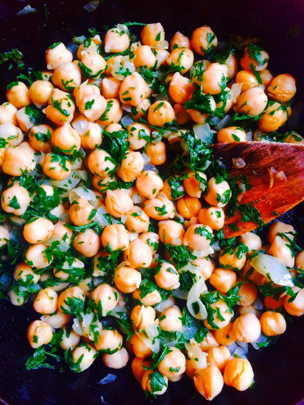 carrot tops with chickpeas