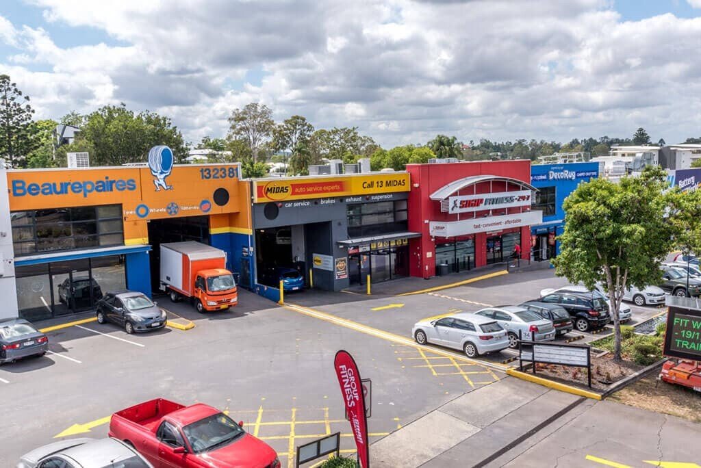 drone photography of a commercial shopping centre