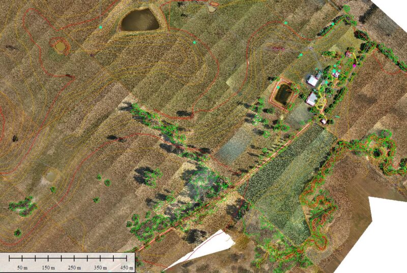 Planimetric feature mapping can be added to aerial contour and elevation mapping to enhance its project value